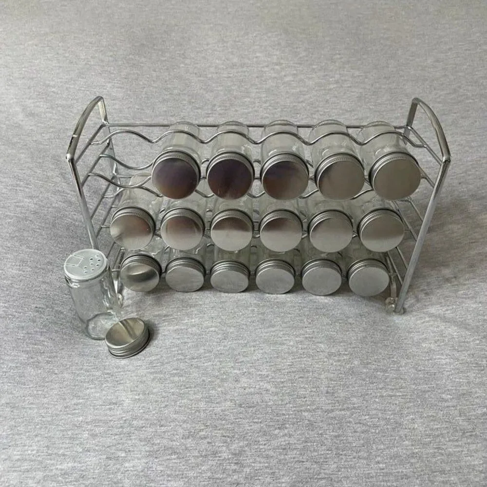DecoBros Chrome 18 Bottle Spice Rack Stand Holder